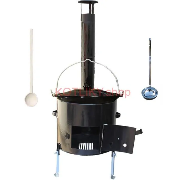 Smaltovaný kotlík 10 L (1,2 mm) + smaltovaná kotlina 31 cm + vareška a naberačka Easy party