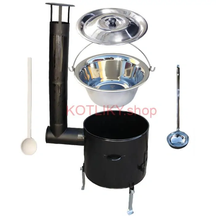 Antikorový kotlík 14 L (0,8 mm) + smaltovaná kotlina 36 cm + vareška a naberačka Easy party