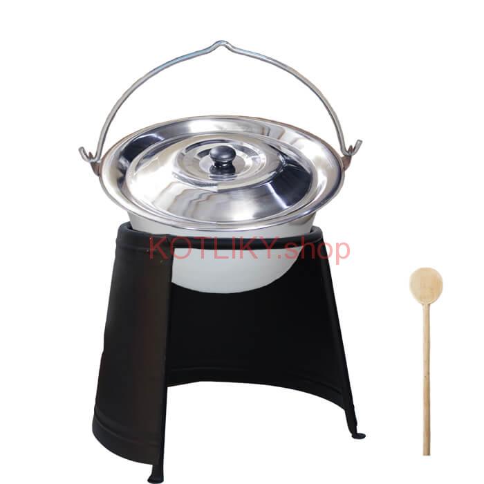 Nerezový kotlík 14 L (0,8 mm) + pokrievka + chránič plameňa