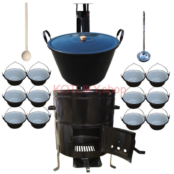 Smaltovaný kotol 70 L + servírovacie kotlíky (12 ks) BIG PARTY