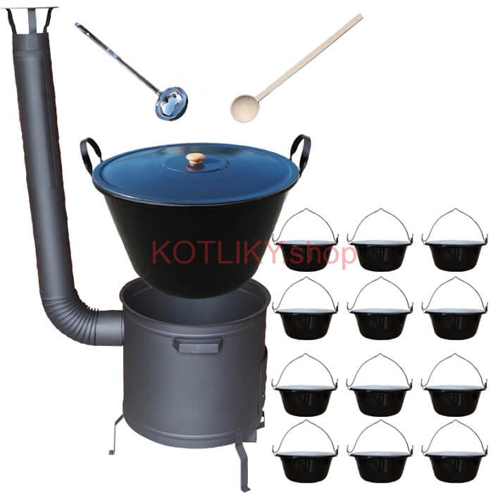 Smaltovaný kotol 60 L + servírovacie kotlíky (12 ks) PLUS 600