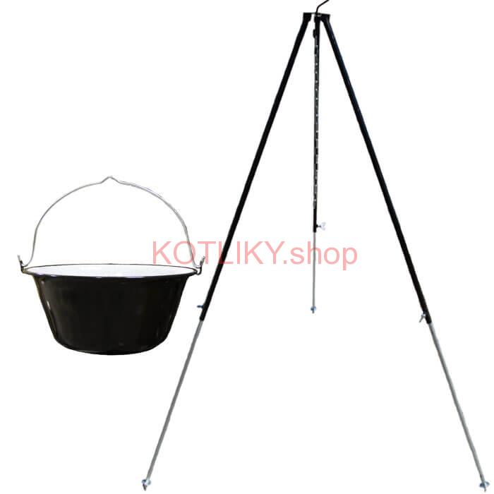 Smaltovaný kotlík 40 L + teleskopická trojnožka 1,7 m