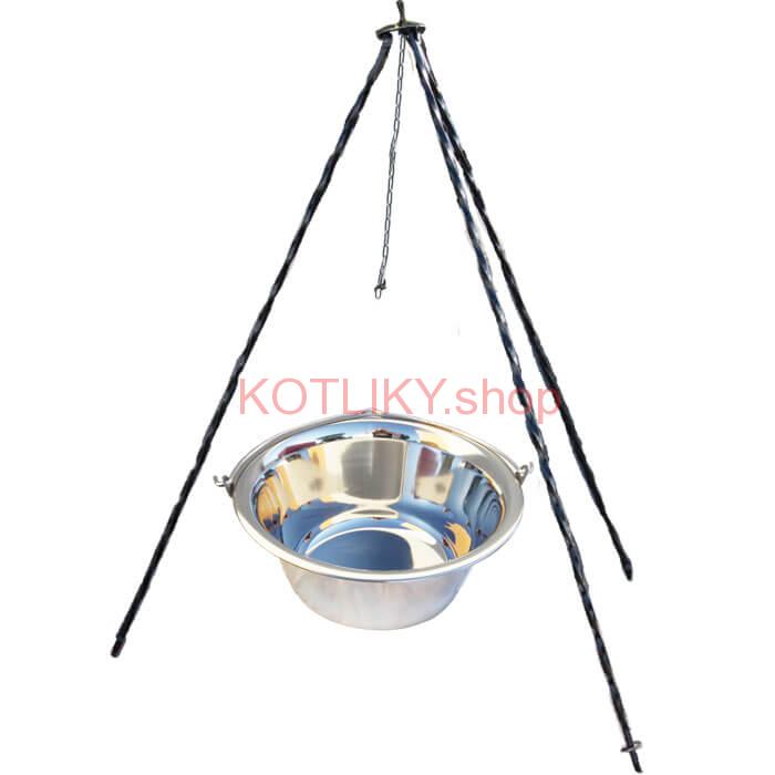 Nerezový kotlík (INOX 0,8 mm) 10 L + trojnožka 1 m