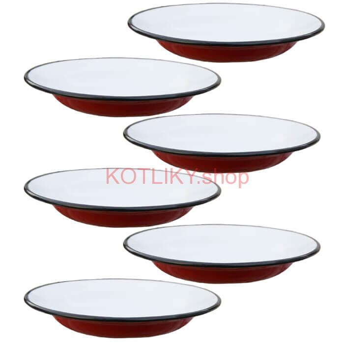 Súprava smaltovaných plytkých tanierov 22 cm 6 ks