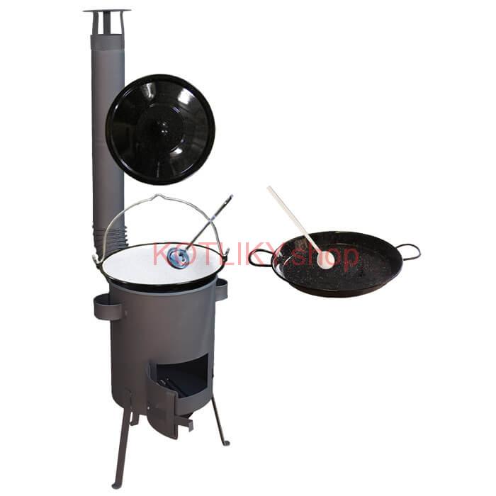 Smaltovaný kotlík 13 L + Paella panvica 38 cm + žiaruvzdorná kotlina 36 PLUS 600 4 MM