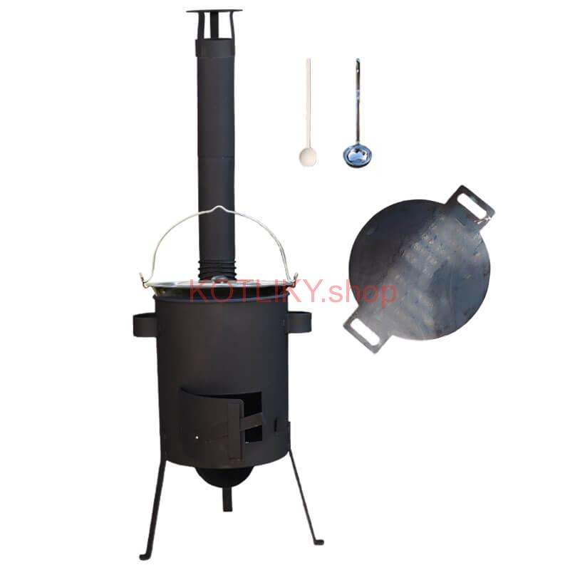Smaltovaný kotlík 13 L + železná panvica 38 cm UNI + žiaruvzdorná kotlina 36 PLUS 600 4 MM