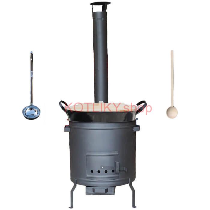 Smaltovaný kotol 100 L + žiaruvzdorná kotlina 60 cm PLUS 600 + vareška a naberačka BIG PARTY