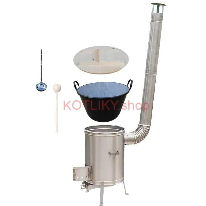 Zabíjačkový smaltovaný kotol 100 L + nerezová kotlina (1,5 mm) 60 cm LUX + vareška a naberačka
