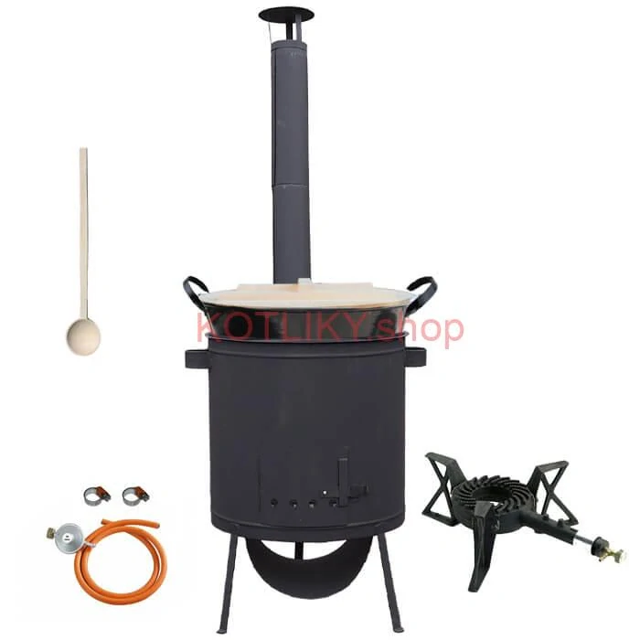 Zabíjačkový smaltovaný kotol 100 L, žiaruvzdorná kotlina 42 PLUS 600 4 MM, horák 7 kW + varecha