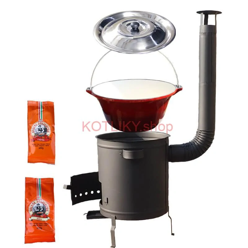 Liatinový kotlík so smaltovanou úpravou 22 L + žiaruvzdorná kotlina 42 cm (1,5 mm) STRONG + paprikové korenie na guláš - MIX 100 g