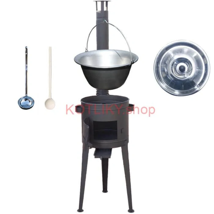 Nerezový kotlík 30 L (1,5 mm) + vysoká žiaruvzdorná kotlina (2,0 mm) HODO 47 cm PLUS 600 + vareška + naberačka