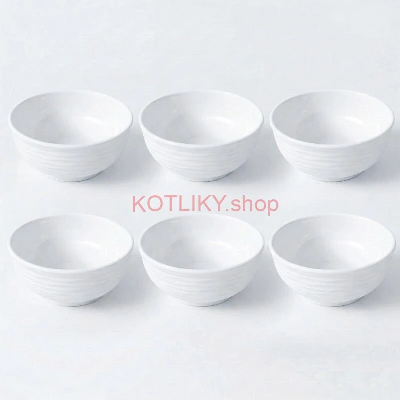 Set 6 ks: Prémiové biele misky s kamennou štruktúrou (750 ml)