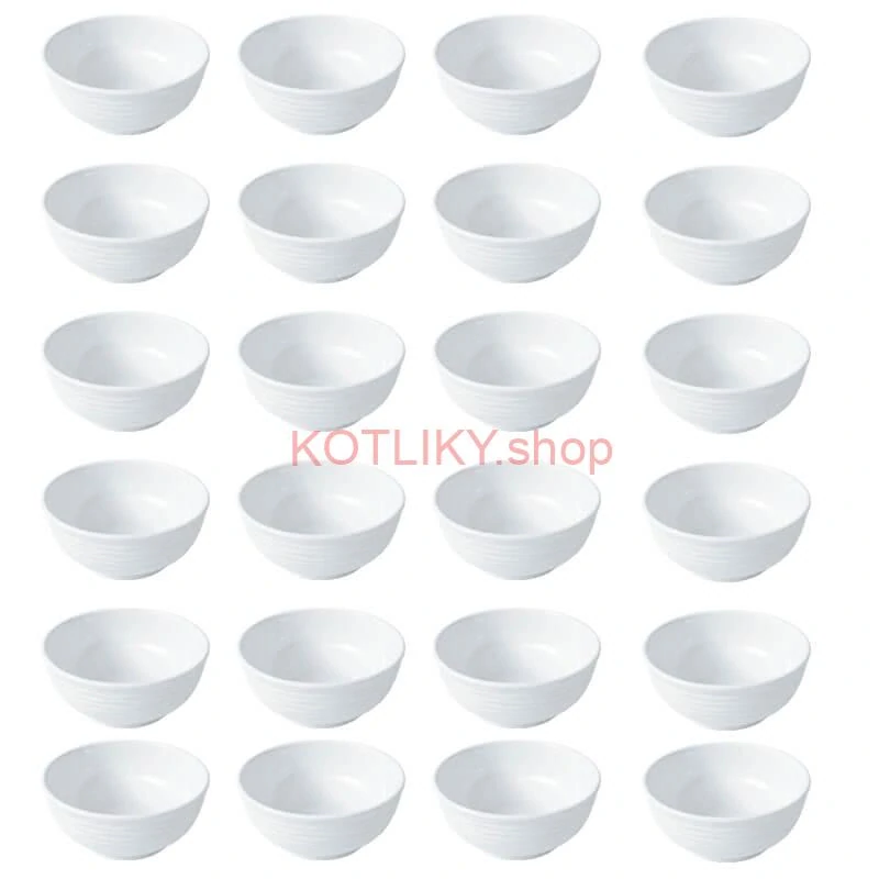 Set 24 ks: Prémiové biele misky s kamennou štruktúrou (750 ml)