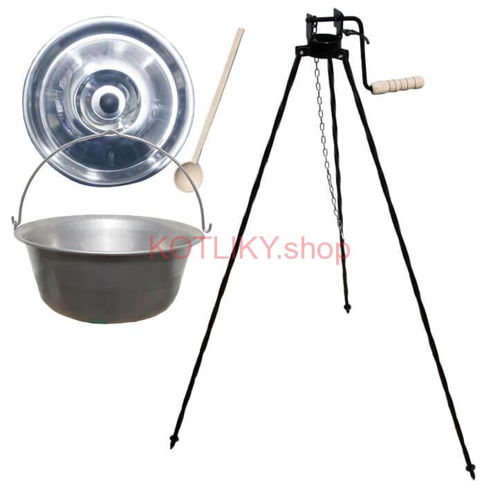 Nerezový kotlík 10 L (1,5 mm) + stojan s kladkou VAR