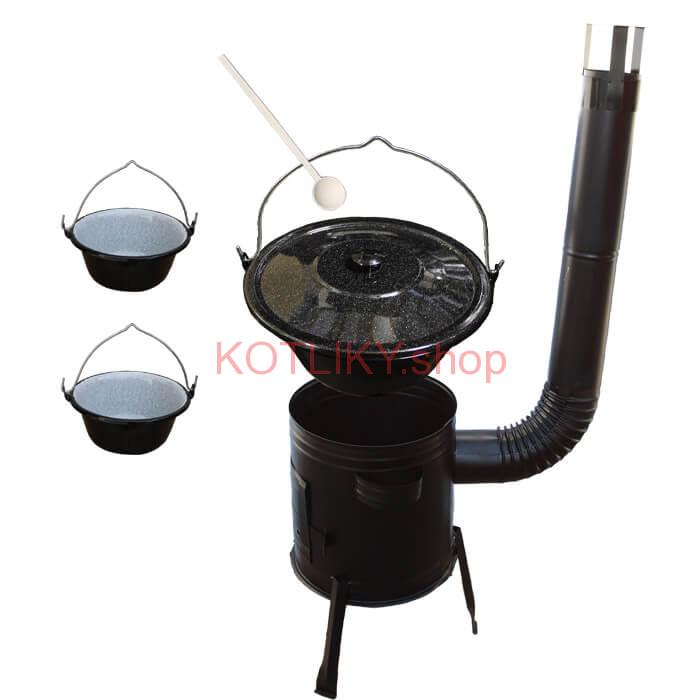 Smaltovaný kotlík 30 L (1,2 mm) + kovová kotlina 45 CLASSIC (KOV) + 2 smaltované servírovacie kotlíky 0,8 L