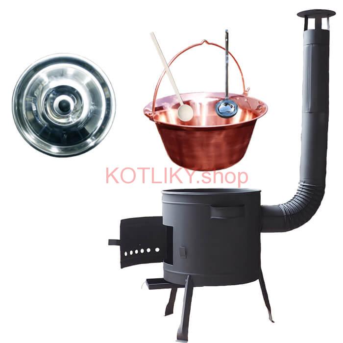 Medený kotlík 14 L (1,2 mm) + nízka kotlina 36 cm PLUS 600