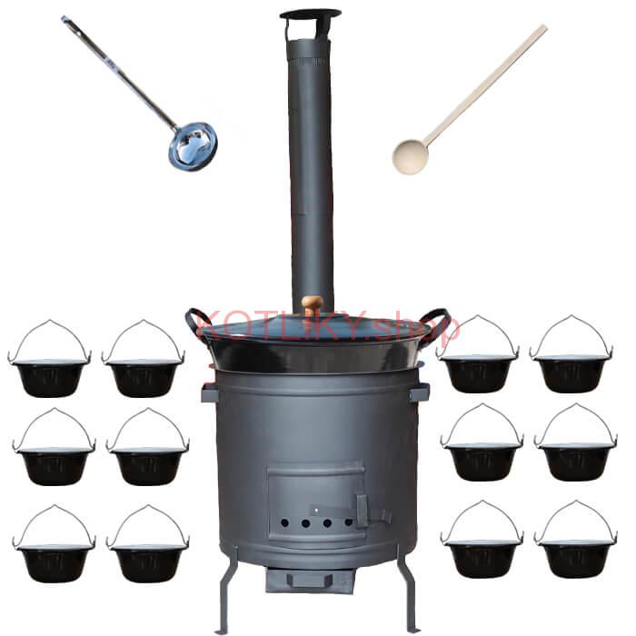 Smaltovaný kotol 60 L + servírovacie kotlíky (12 ks) PLUS 600